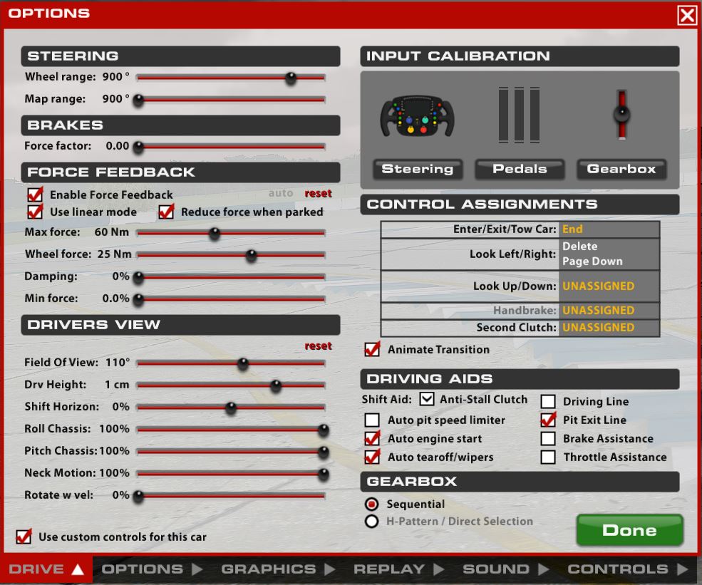 iRacing FFB settings Porsche GTE rsr