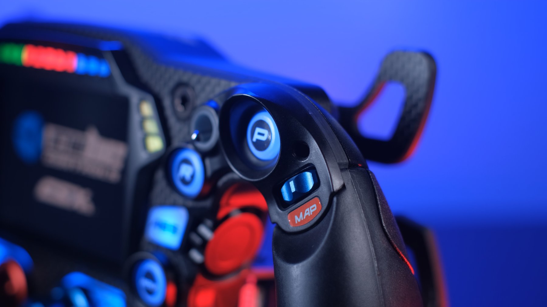 Cube Controls Formula CSX-3 sim racing steering wheel - detail top encoders - G-Performance