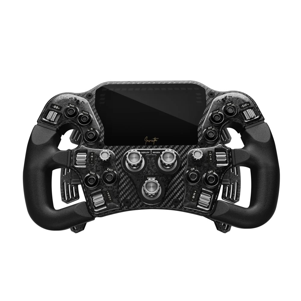 Asetek Invicta button box carbon black with LMP handles Black Grey - front view