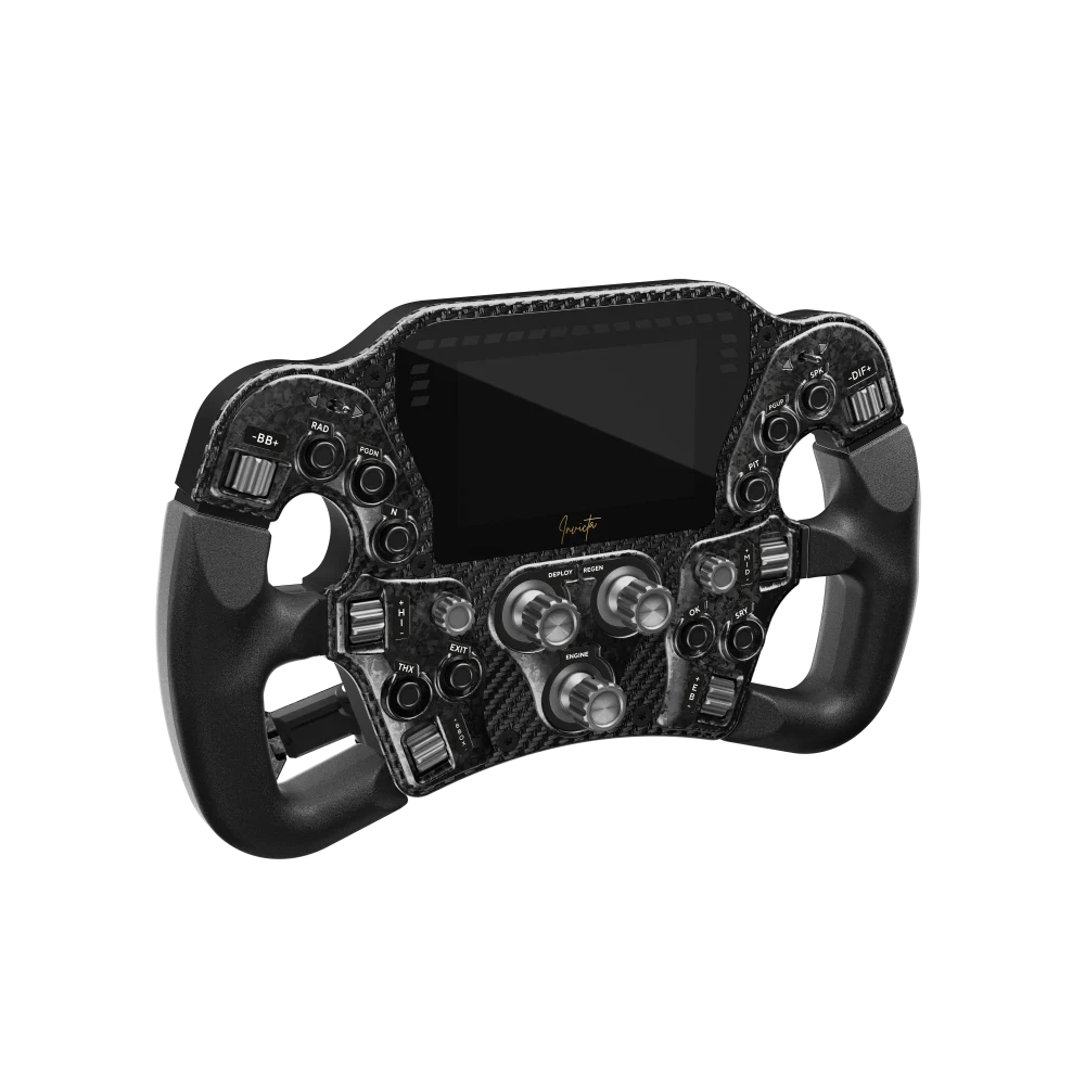 Asetek Invicta button box carbon black with LMP handles Black Grey - front view (2)